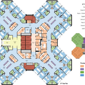 NM McHenry Hospital bed tower renovation, typical floor and phasing plans